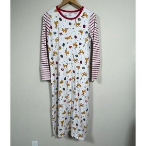 Polarn O. Pyret Disney Nightgown‎ Women M White Pluto Christmas Organic Cotton